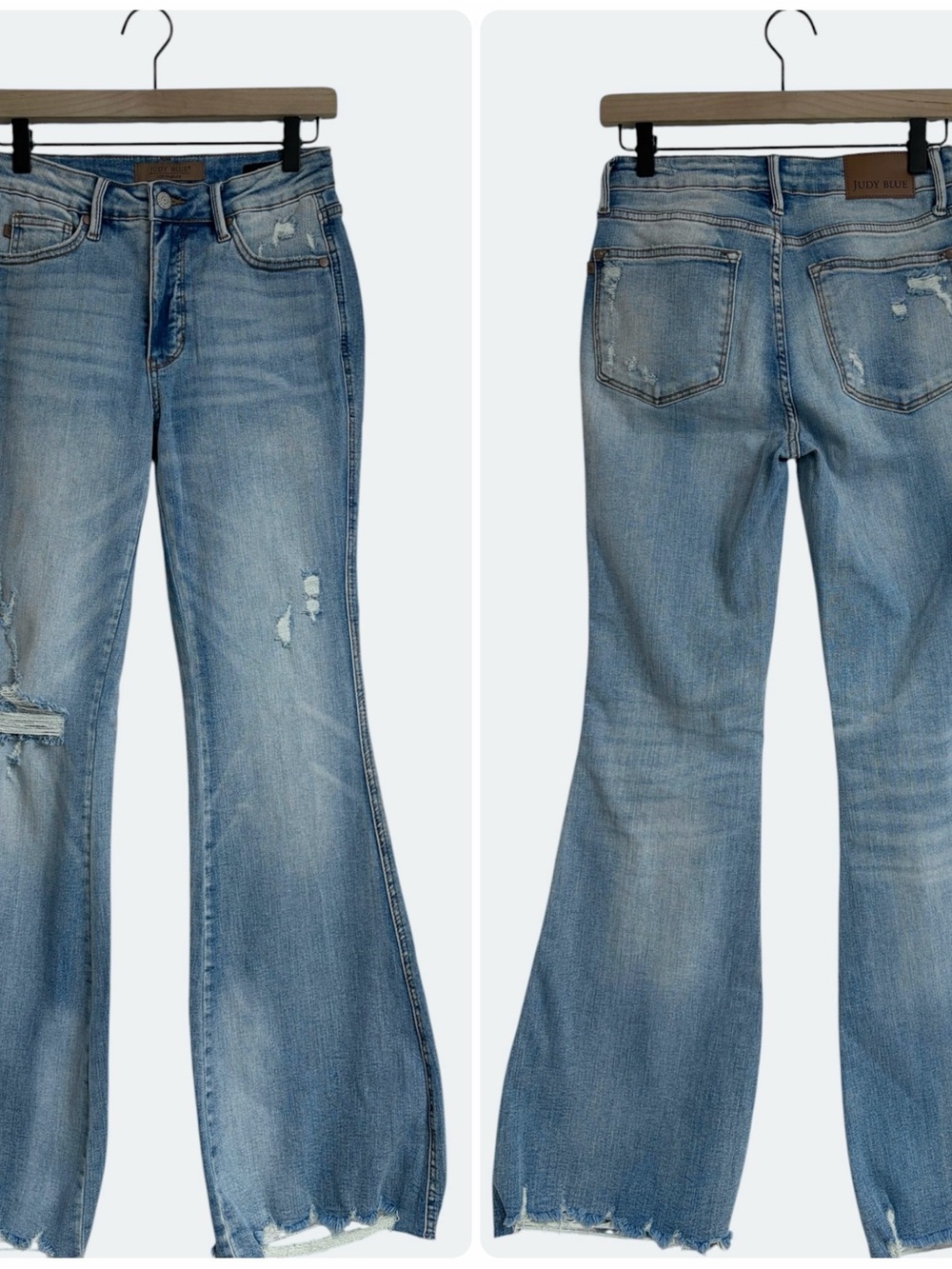 Judy Blue Destroy Flare Denim Jeans Women’s Size 3/26 Light Wash - Picture 2 of 7